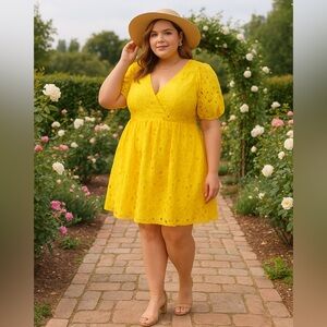 Prabal Gurung Yellow Eyelet Mini Dress